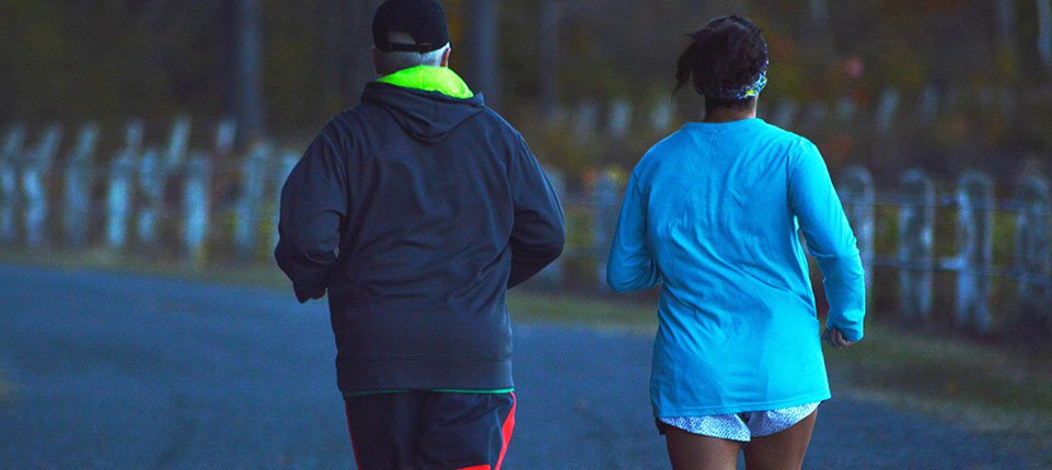 Man and woman go for a morning run