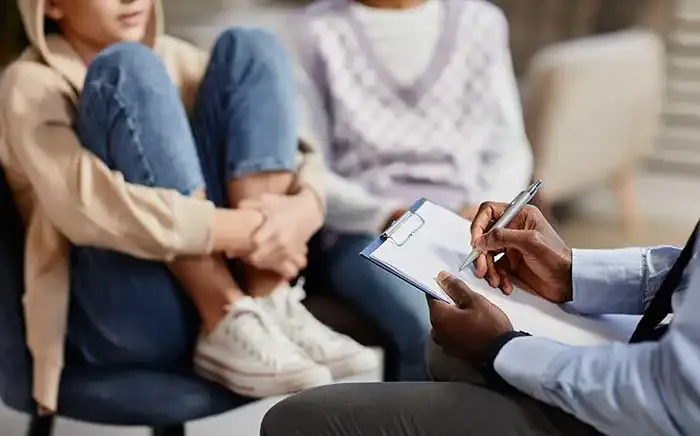 teen girl in a therapy session