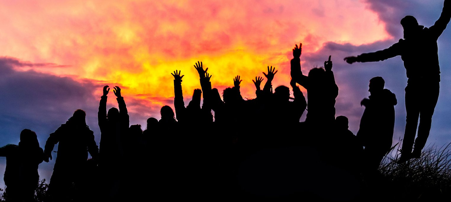 teens party at sunset