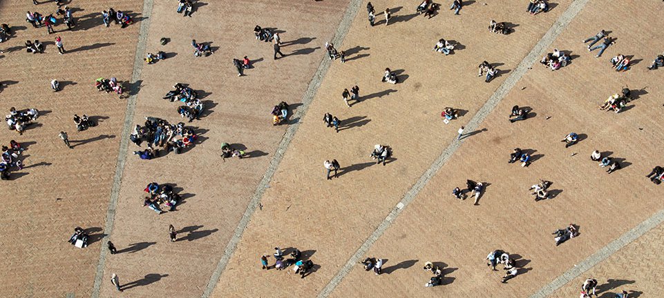 Aerial view of city square